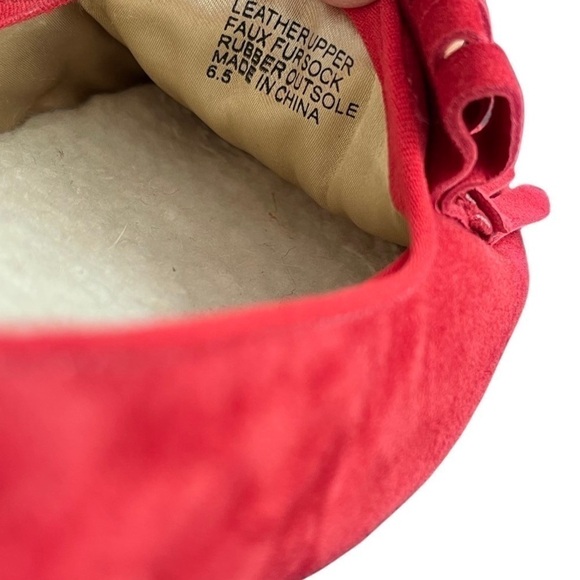 Birdies Sherpa Lined Suede Flat Loafers Size 6.5 Red Cardinal Holiday Comfy - Picture 9 of 10